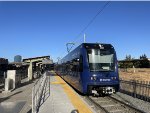 One of the brand new SACRT Siemens LRV units at Sacramento Valley Station 